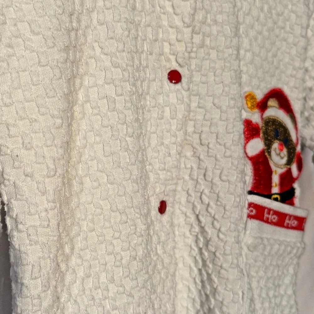 Vtg EUC Carter's Santa Bear Ho Ho Waffle Knit Snap Button Sleeper  M (12–17 lbs)